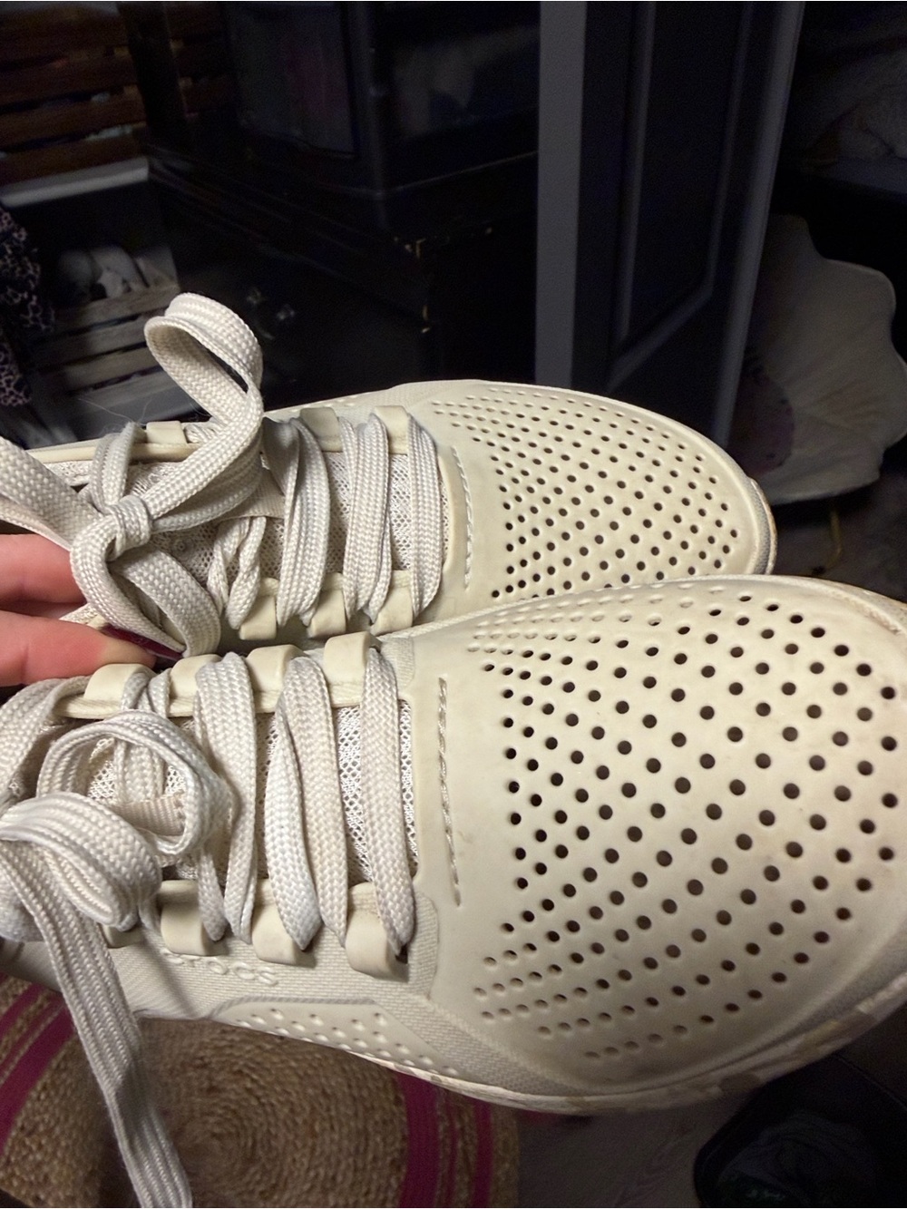 CROCS Women's Cream Perforated Lace-Up Sneakers